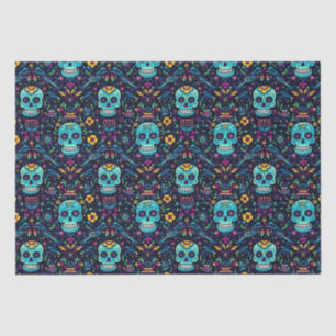 Día de Muertos Reverie: Turquoise Sugar Skull Spec Tissue Paper