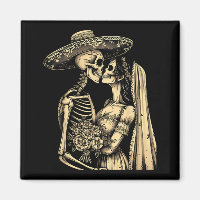 Dia De Muertos Sugar Skull Couple Skeleton Bride W