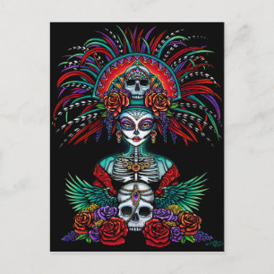 Dia De Muertos Suger Skull Mictecacihuatl Postcard