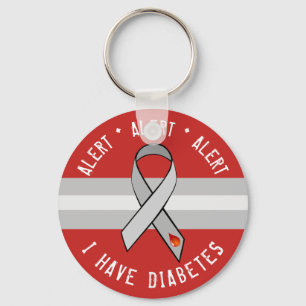 Diabetes Alert Key Chain Awareness Ribbon