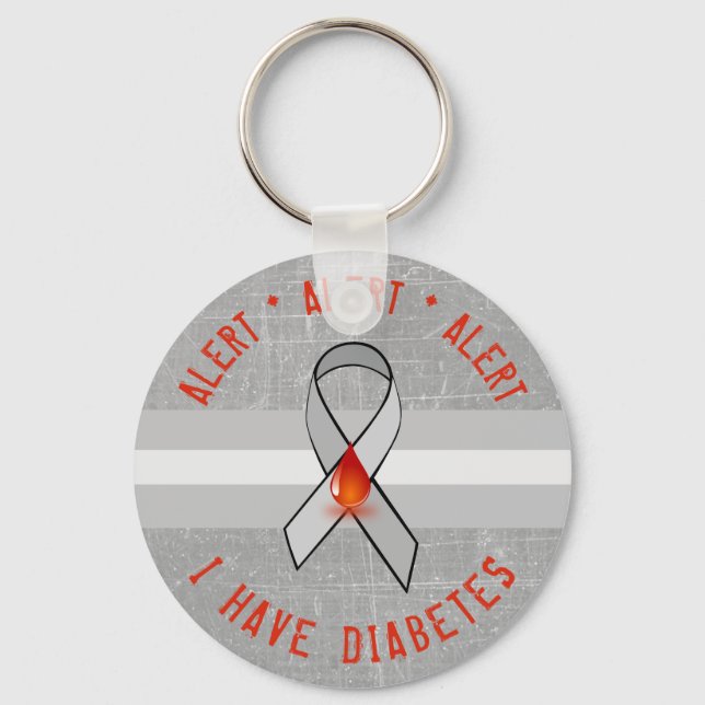 Diabetes Alert Key Chain Awareness Ribbon (Front)