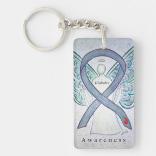 Diabetes Angel Awareness Ribbon Keychain