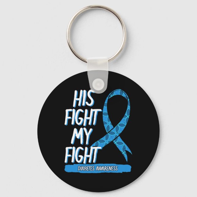 Diabetes Awareness Blue Fight Ribbon DM Diabetic G Key Ring (Front)