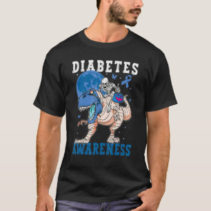 Diabetes Awareness Blue Kids Toddler Trex rex Dino T-Shirt
