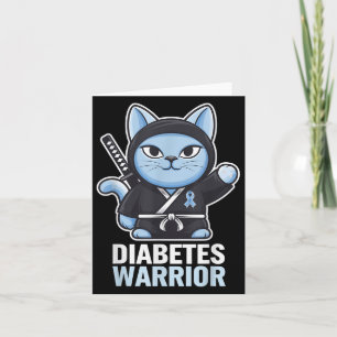 Diabetes Awareness Blue Ribbon Ninja Cat Diabetes Card