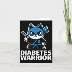 Diabetes Awareness Blue Ribbon Ninja Cat Diabetes Card