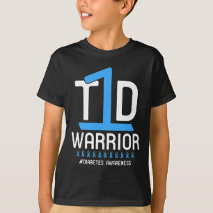 Diabetes Awareness Blue Ribbon T1D Warrior 1 T-Shirt