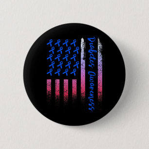 Diabetes Awareness Blue Ribbon Usa American Flag D 6 Cm Round Badge