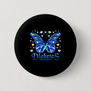 Diabetes Awareness Butterfly Blue Ribbon Support R 6 Cm Round Badge