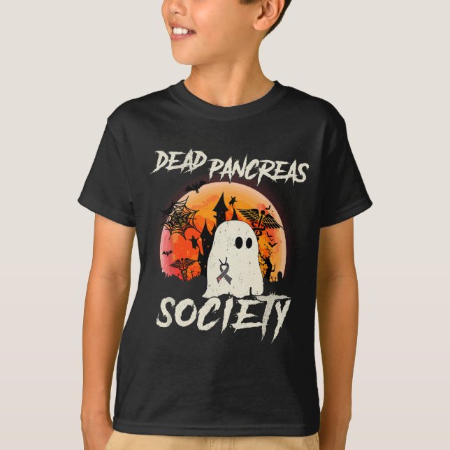 Diabetes Awareness Dead Pancreas Society Halloween T-Shirt (Front)