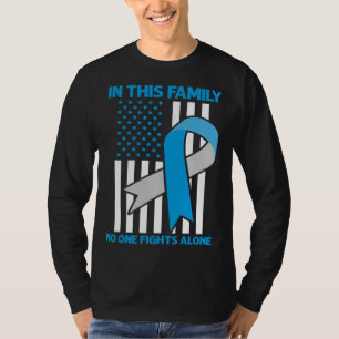 Diabetes Awareness Family USA Flag Blue Ribbon Dia T-Shirt