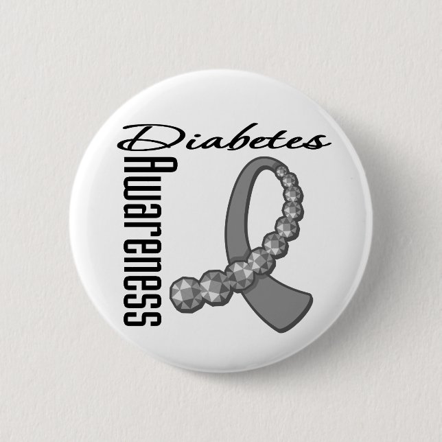 Diabetes Awareness Gemstone Ribbon 6 Cm Round Badge (Front)