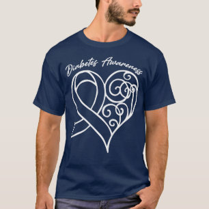 Diabetes Awareness Heart Ribbon Gift Valentines Da T-Shirt