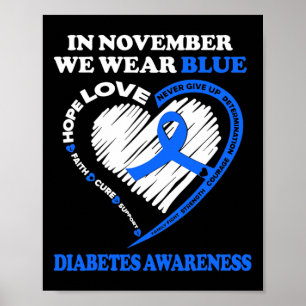 Diabetes Awareness In November We Wear Blue  Poster