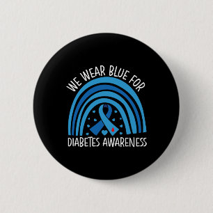 Diabetes Awareness In November We Wear Ribbon Blue 6 Cm Round Badge