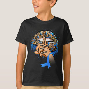 Diabetes Awareness Leopard Lips Blue Ribbon Warrio T-Shirt