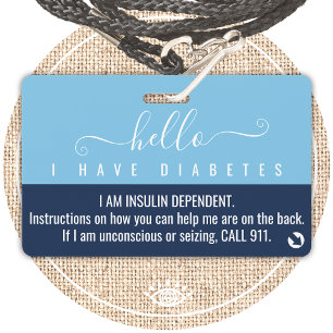 diabetes awareness medical id emergency contact  badge