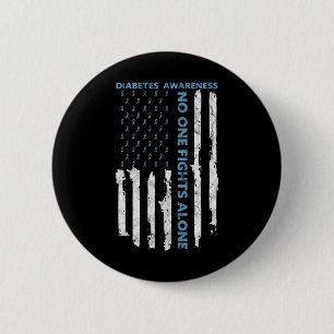 Diabetes Awareness Month American Flag Warrior T1  6 Cm Round Badge