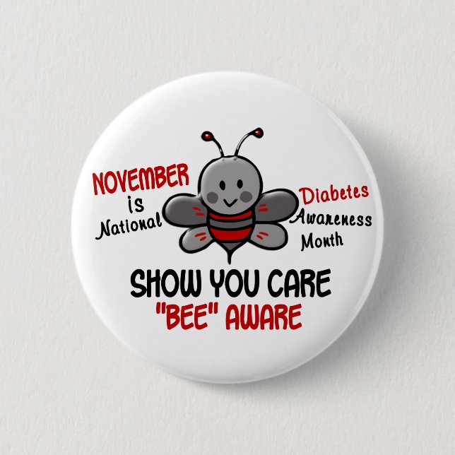Diabetes Awareness Month Bee 1.1 6 Cm Round Badge (Front)