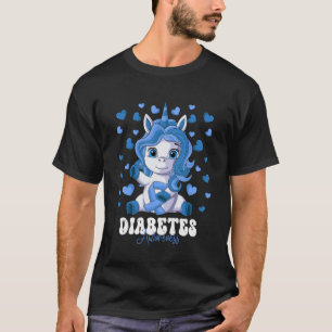 Diabetes Awareness Month Blue Ribbon Unicorn T-Shirt