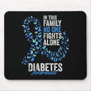 Diabetes Awareness Month Butterflies Blue Ribbon  Mouse Pad