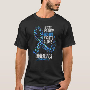 Diabetes Awareness Month Butterflies Blue Ribbon T-Shirt