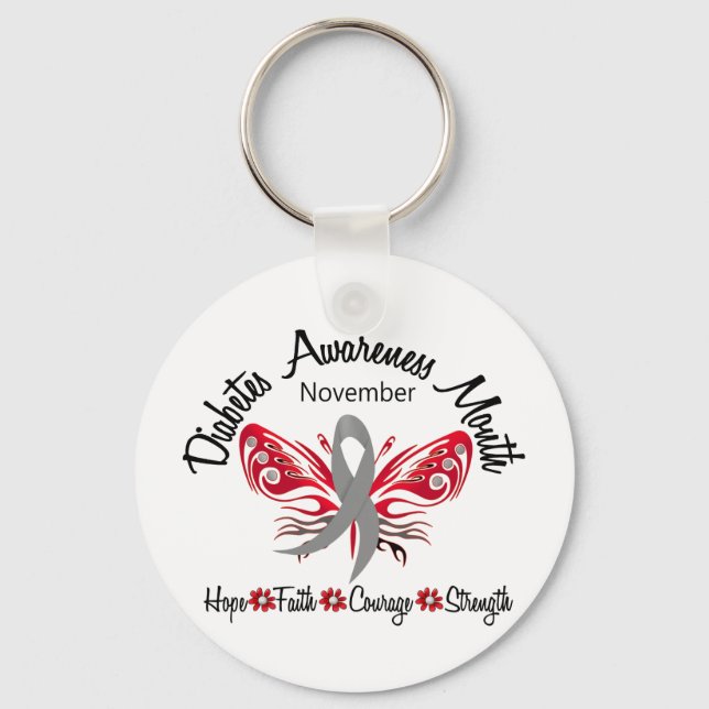 Diabetes Awareness Month Butterfly 3.2 Key Ring (Front)