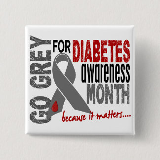Diabetes Awareness Month Grey Ribbon 1.4 15 Cm Square Badge