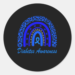 Diabetes Awareness Month Leopard Rainbow Women  Classic Round Sticker