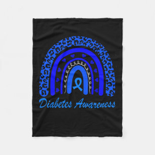 Diabetes Awareness Month Leopard Rainbow Women Fleece Blanket
