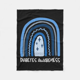 Diabetes Awareness Month November Blue Rainbow Rib Fleece Blanket