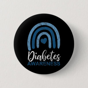 Diabetes Awareness Month Retro Rainbow T1 T2  6 Cm Round Badge