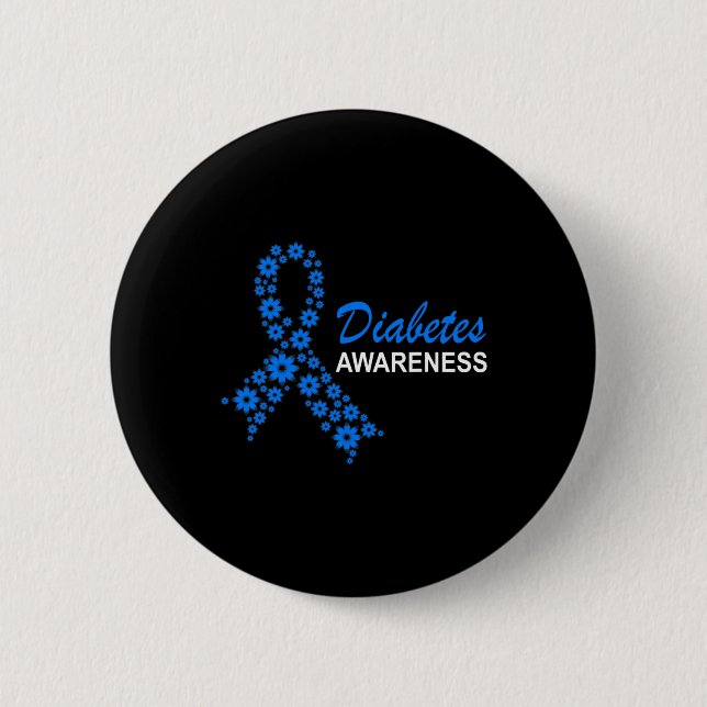 Diabetes Awareness Month Ribbon Flowers Women  6 Cm Round Badge (Front)