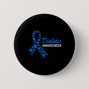 Diabetes Awareness Month Ribbon Flowers Women  6 Cm Round Badge