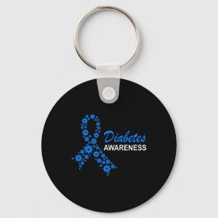 Diabetes Awareness Month Ribbon Flowers Women Key Ring