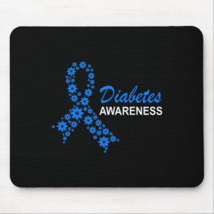 Diabetes Awareness Month Ribbon Flowers Women  Mouse Pad