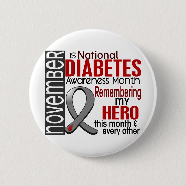 Diabetes Awareness Month Ribbon I2.2 6 Cm Round Badge (Front)