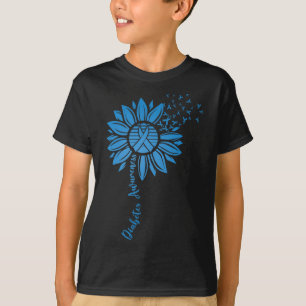 Diabetes Awareness Month Sunflower Blue Ribbon Sup T-Shirt
