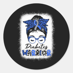 Diabetes Awareness Month Type T1d T2d Messy Bun Wa Classic Round Sticker
