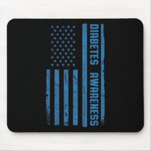 Diabetes Awareness Month Vintage American Flag T1 Mouse Pad