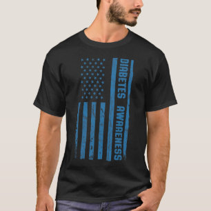 Diabetes Awareness Month Vintage American Flag T1 T-Shirt