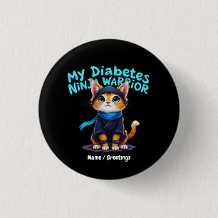 Diabetes Awareness Ninja Warrior Brave Cat Graphic 3 Cm Round Badge