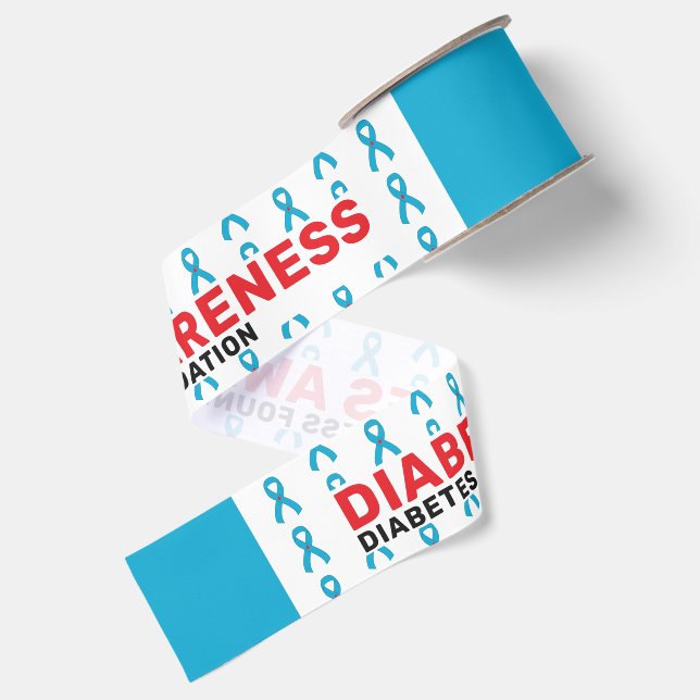 Diabetes Awareness Pattern Ribbon Grosgrain Ribbon (Front+Back)