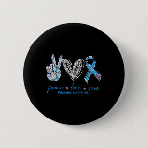 Diabetes Awareness Peace Love Cure 6 Cm Round Badge