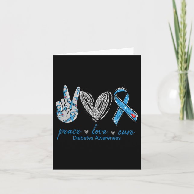 Diabetes Awareness Peace Love Cure  Card (Front)