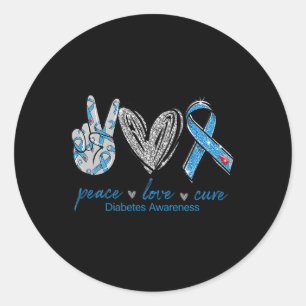 Diabetes Awareness Peace Love Cure  Classic Round Sticker