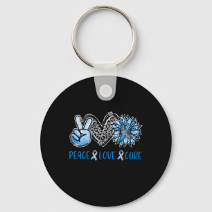 Diabetes Awareness Peace Love Cure Leopard Blue Su Key Ring