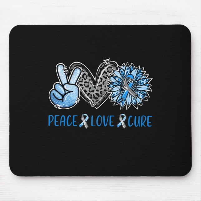 Diabetes Awareness Peace Love Cure Leopard Blue Su Mouse Pad (Front)