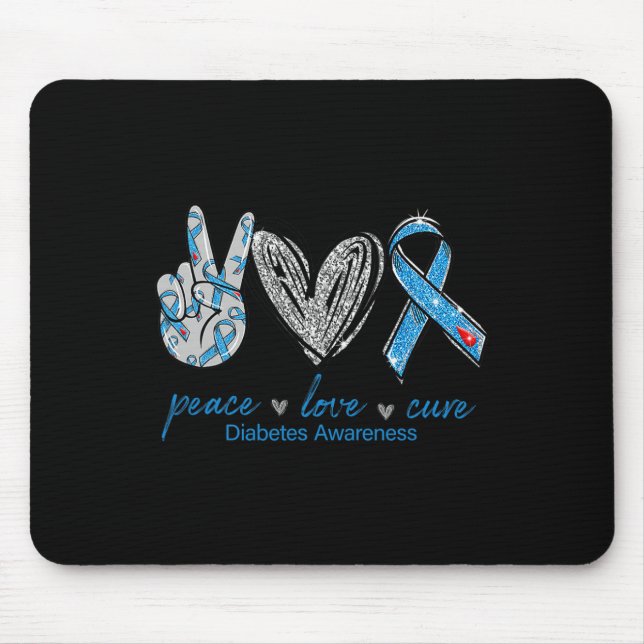 Diabetes Awareness Peace Love Cure  Mouse Pad (Front)