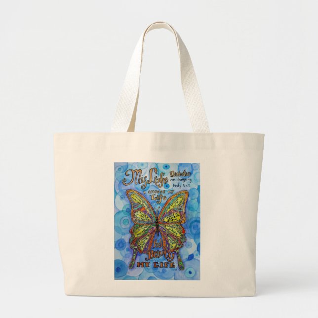 Diabetes Awareness Rainbow Butterfly Tote Bags (Front)